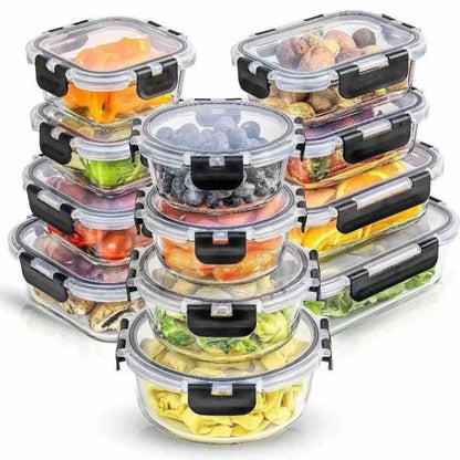 Vershoudbakjes glas set van 12 meal prep luchtdicht
