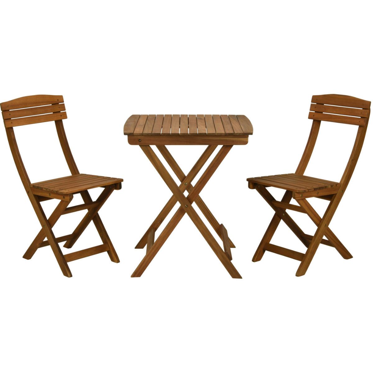 Bistroset 3-delig inklapbaar FSC acaciahout teaklook — afbeelding 2