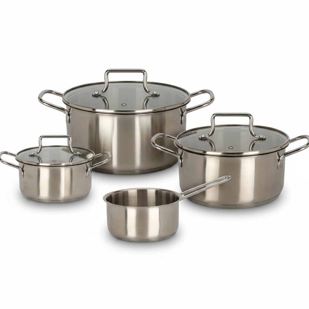 Excellent Houseware Pannenset Rvs - 4 Kookpannen + 3 Deksels