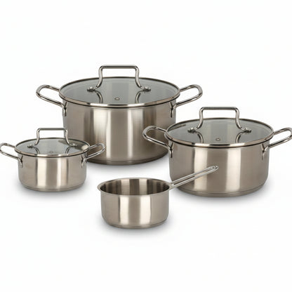 Excellent Houseware Pannenset Rvs - 4 Kookpannen + 3 Deksels