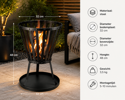 Vuurkorf Staal — 48 cm Hoog — afbeelding 2