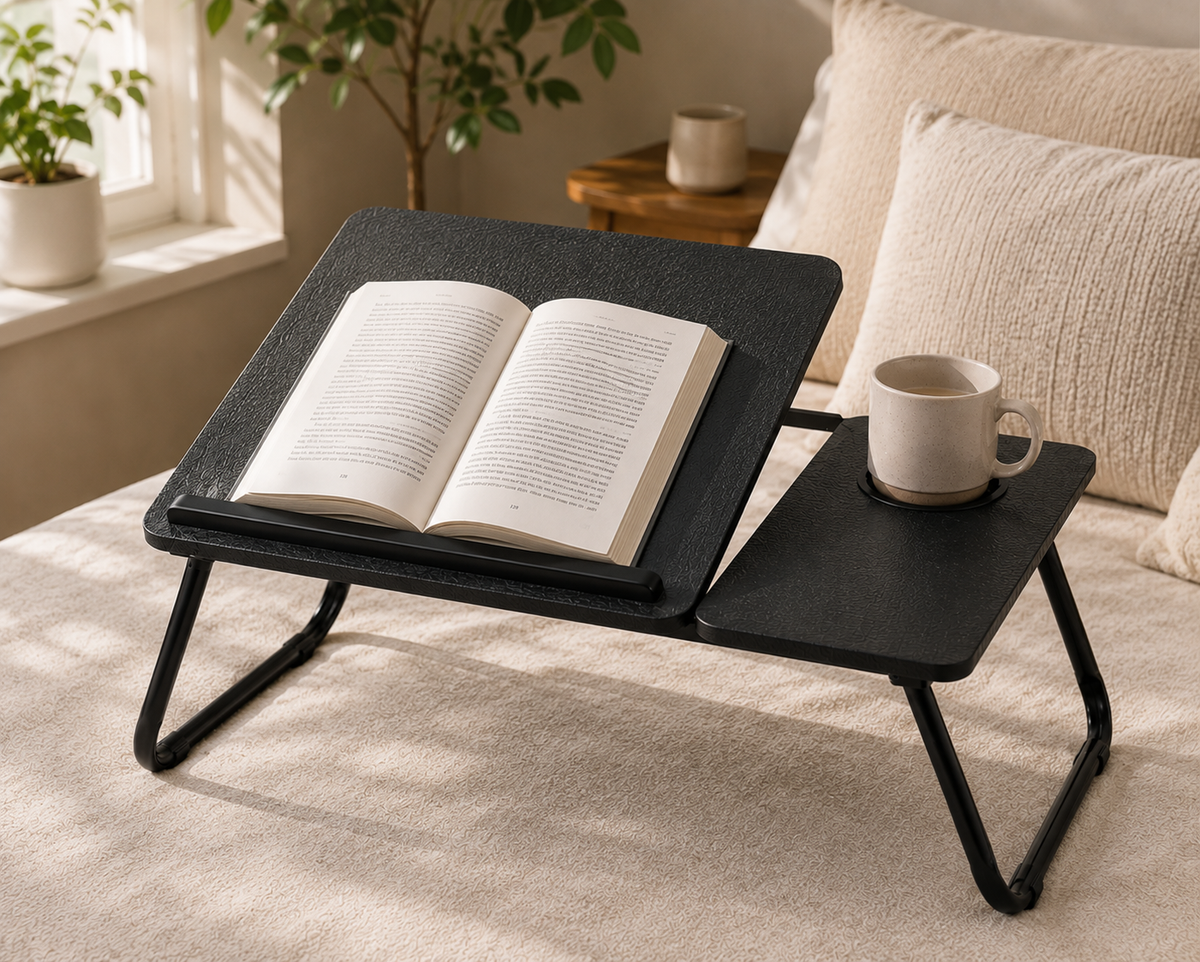 Bedtafel Verstelbaar Zwart — Laptop-, Ontbijt- & Boekentafel — afbeelding 3