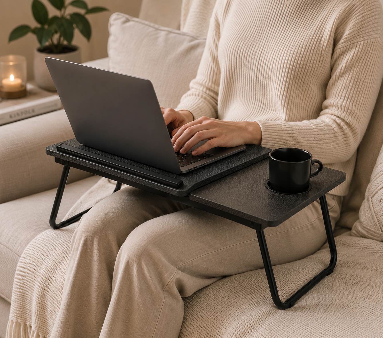 Bedtafel Verstelbaar Zwart — Laptop-, Ontbijt- & Boekentafel — afbeelding 2