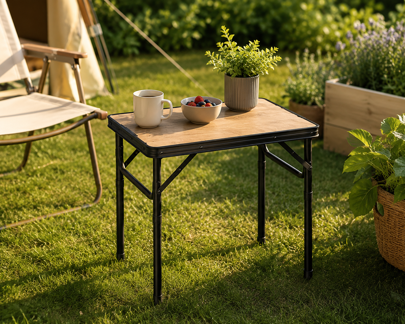 Inklapbare campingtafel hoogte verstelbaar aluminium lichtgewicht 60 x 45 cm
