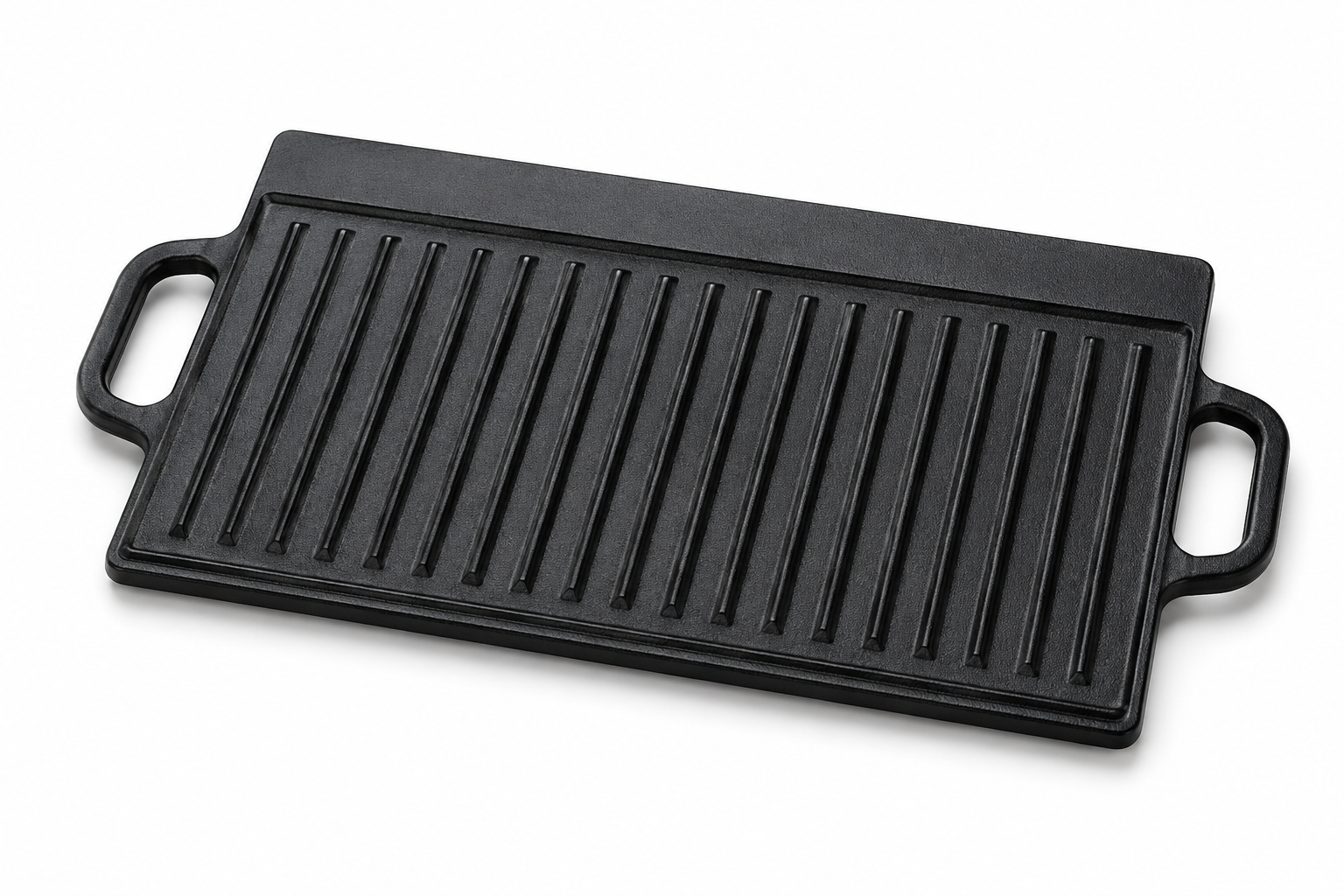 BBQ grillplaat gietijzer dubbelzijdig geribbeld en glad 50 cm