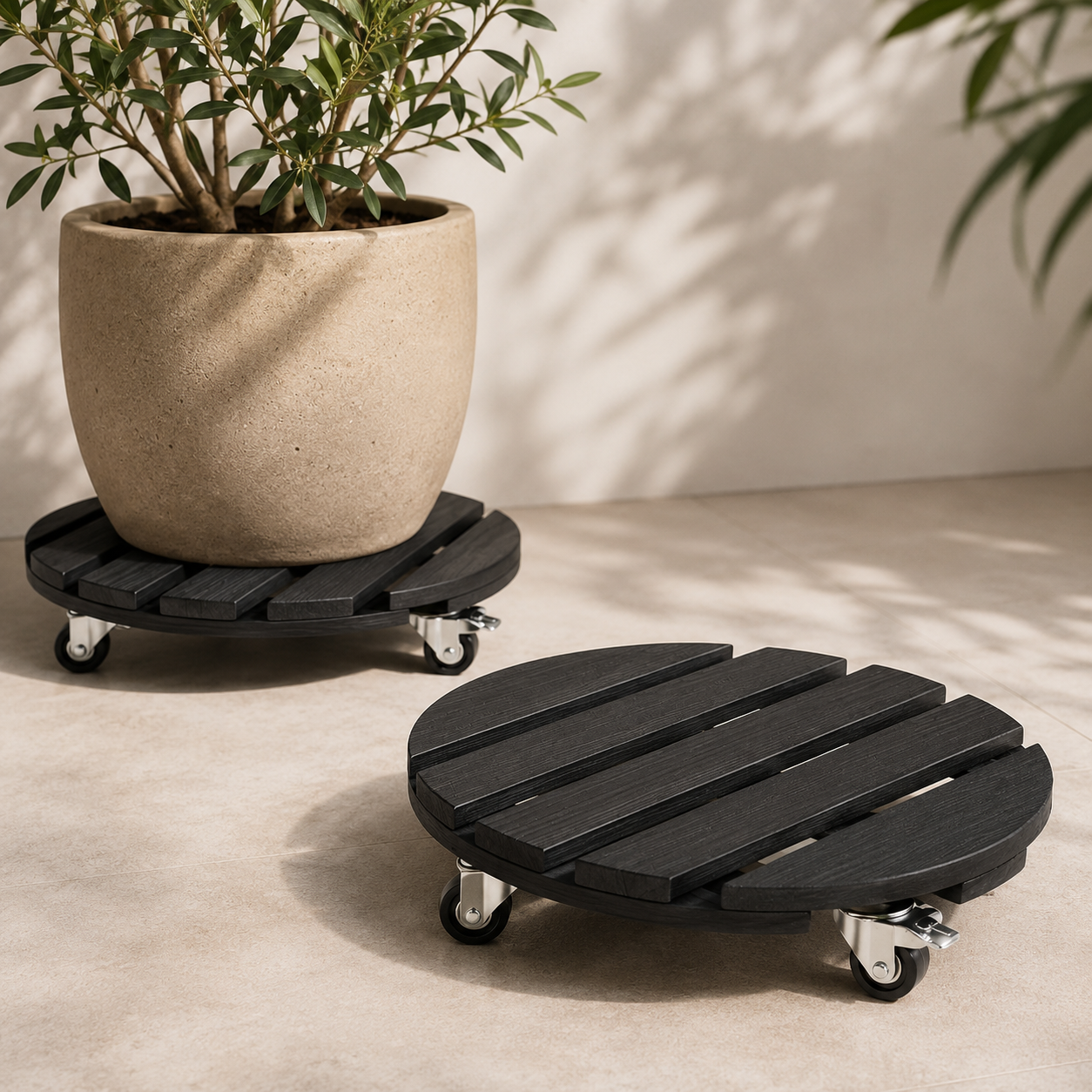 Plantentrolley Set van 2 — Rond 30 cm met Wielen — afbeelding 3