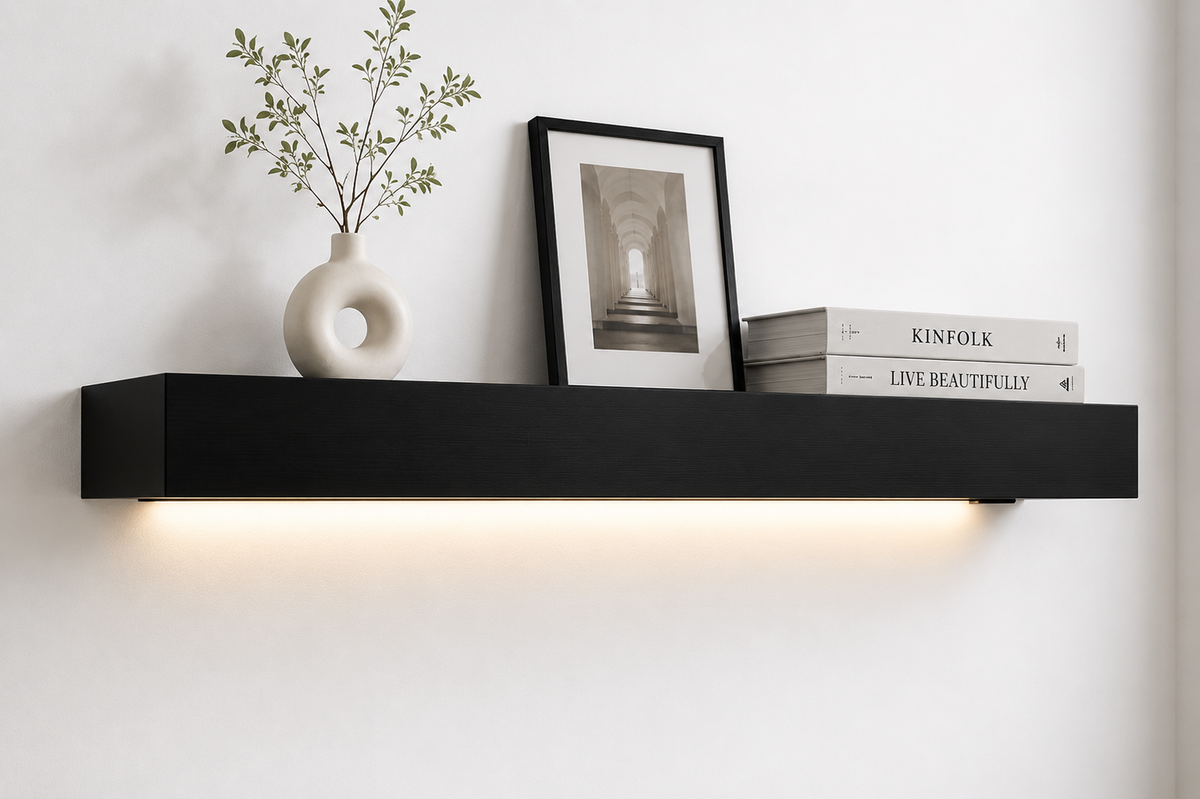 Wandplank "Lumina" — LED Verlichting Mat Zwart