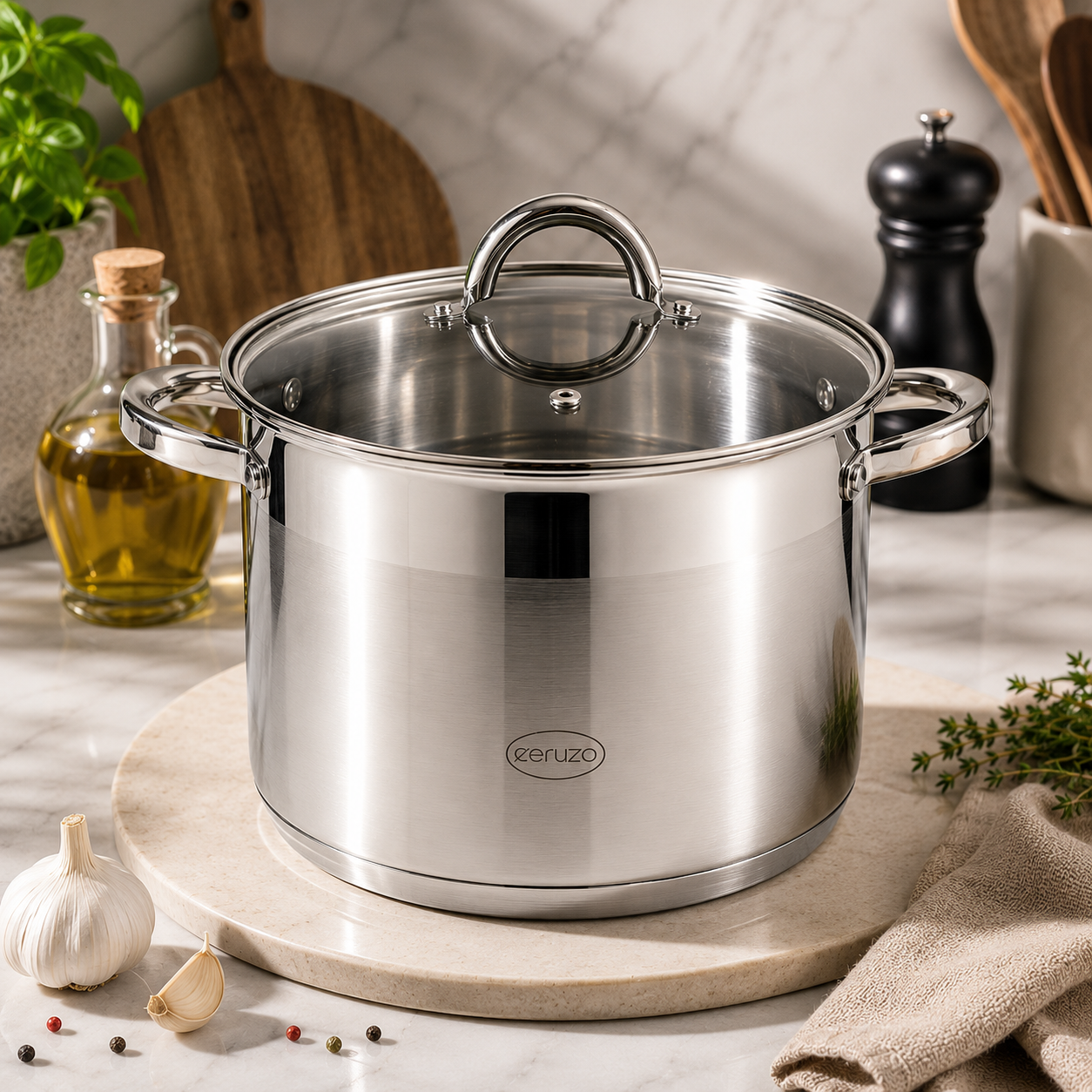Soeppan RVS 12 Liter Ø 28 cm — Grote Kookpan met Deksel