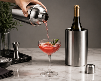 Luxe Cocktail & Wijn Barset  | RVS Wijnkoeler + Cocktailshaker (2-delig)