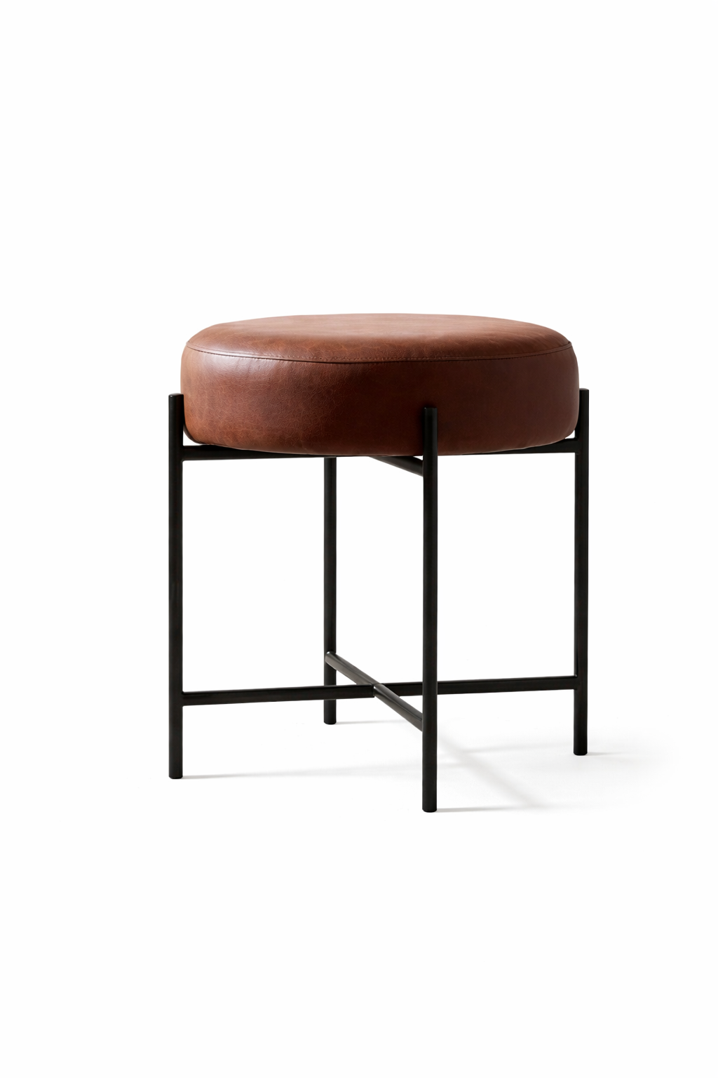 Kruk "Saddle" — Cognac Suède | Mat Zwart Frame