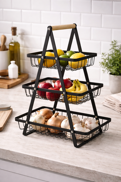 Fruitrek "Bistro" — 3 Lagen | Zwart Metaal & Hout