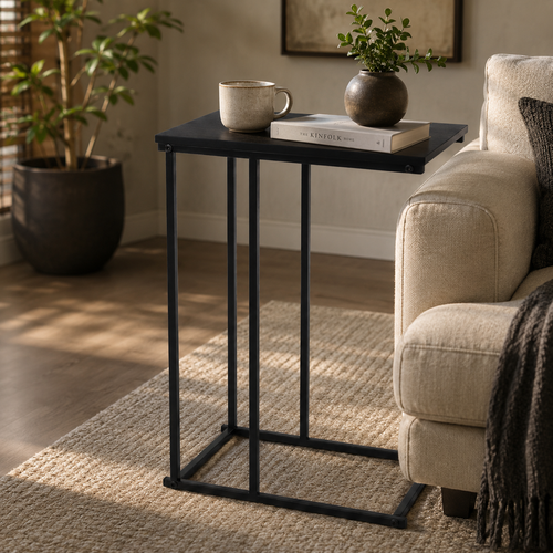C-vorm banktafel mat zwart schuift onder bank 40 x 26 x 58 cm
