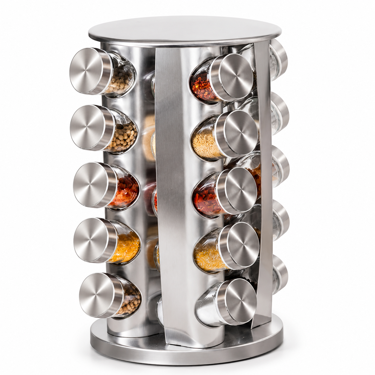 Kruidenrek "Spice Tower" — Draaibare Carrousel | 20 RVS Potjes