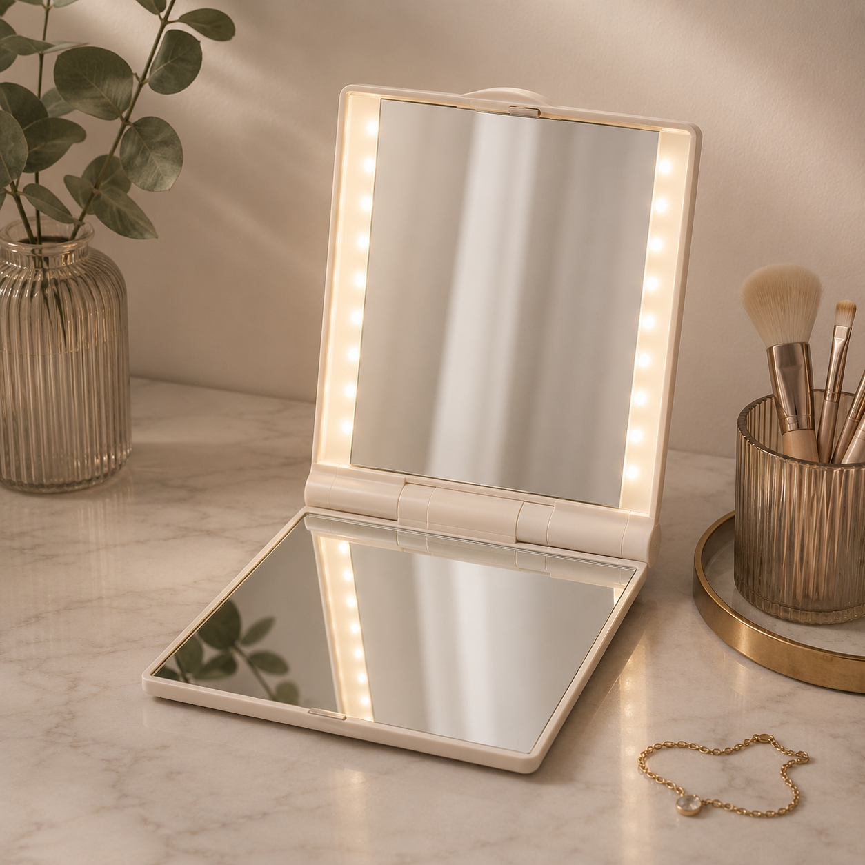 LED Make-up Spiegel "Lumina Glow" — 3x Vergroting | Swarovski Kristal