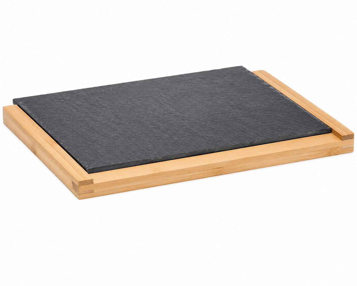 Snijplank "Slate Pro" — Leisteen met Bamboe Houder | Bergner Masterpro