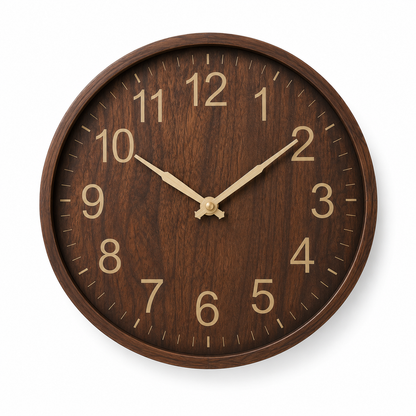 Wandklok "Nordic Wood" — Donkerbruine Houtlook | Ø 30 cm