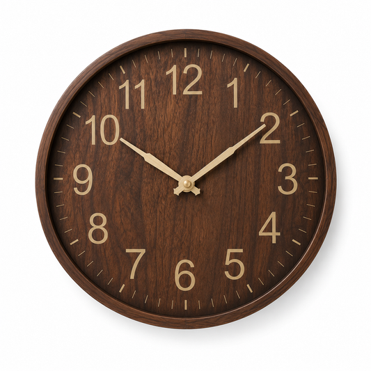 Wandklok "Nordic Wood" — Donkerbruine Houtlook | Ø 30 cm