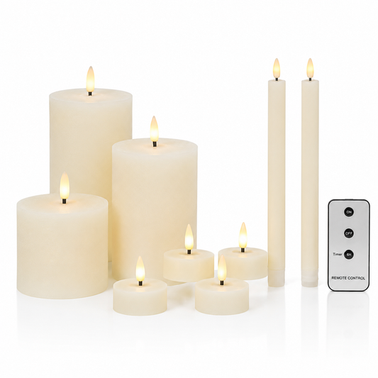 LED kaarsenset met afstandsbediening 9-delig bewegende vlam — afbeelding 2