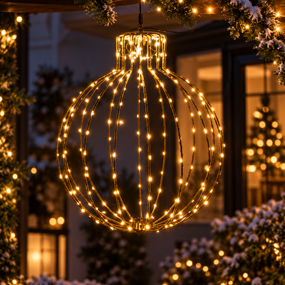 Verlichte kerstbal – 45 cm, zwart frame