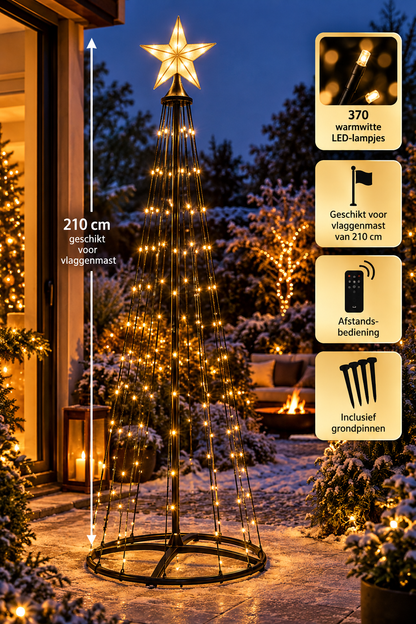 Kerstboomverlichting voor vlaggenmast – 210 cm, 370 LED