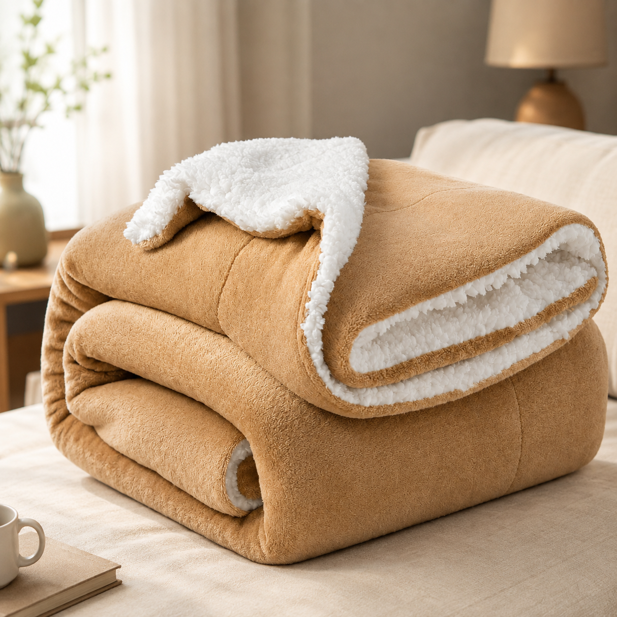 Sherpa Fleece Plaid — 150x200 cm | Beige