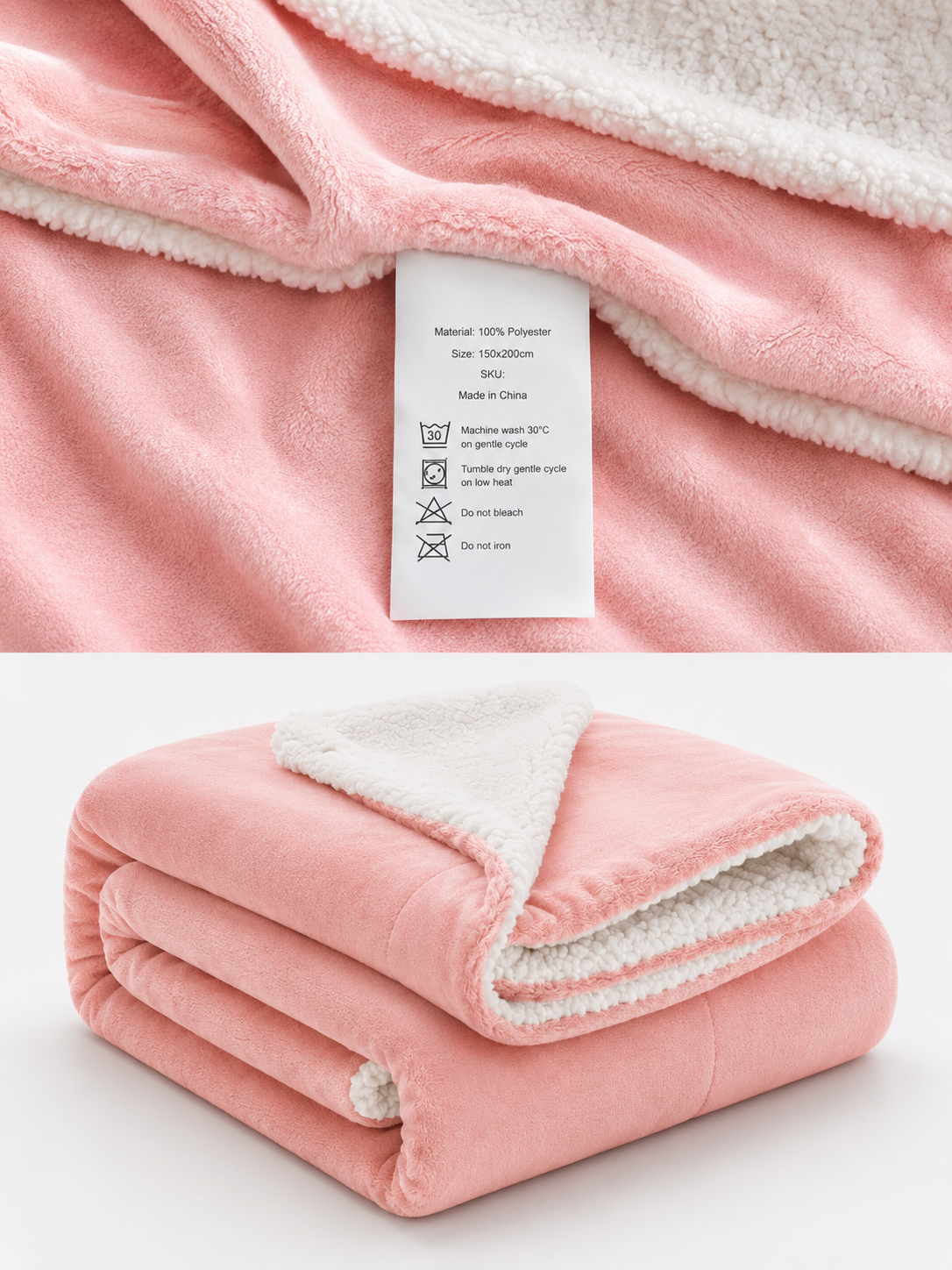 Sherpa Fleece Plaid — 150x200 cm | Roze