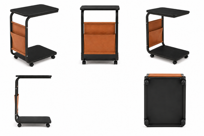Banktafel "Glide Pro" — Verrijdbaar | Mat Zwart 43×28,5×63 cm