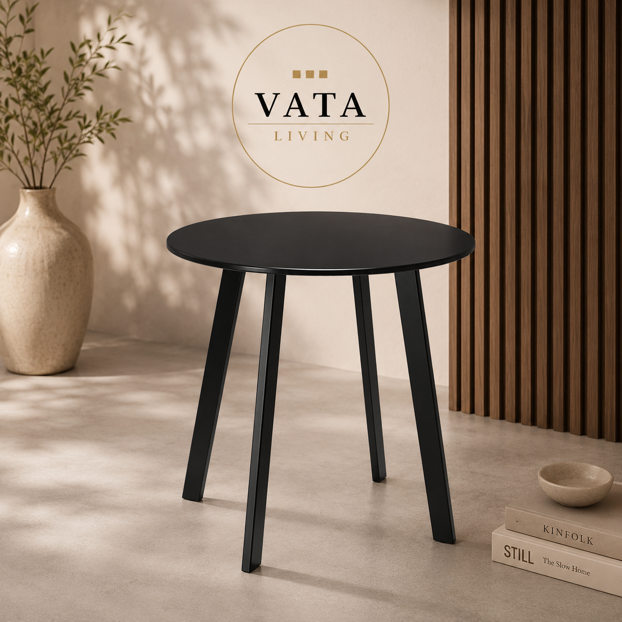 Bijzettafel "Bistro Noir" — Industriële Look | Mat Donker Grijs | Ø 50 cm
