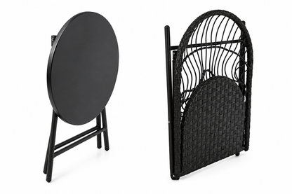 Bistroset "Terrasse Noir" — 3-Delig Vouwbaar Tuinset | Zwart Metaal | 2-Persoons