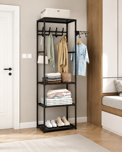 Kledingrek "Atelier" — Met 3 Legplanken | Zwart Metaal | 55 x 36 x H 170 cm