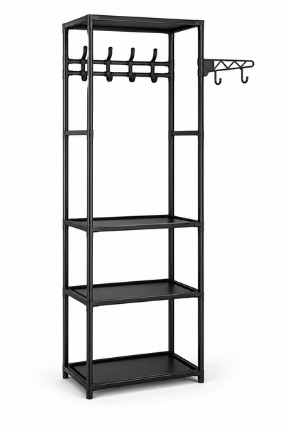 Kledingrek "Atelier" — Met 3 Legplanken | Zwart Metaal | 55 x 36 x H 170 cm