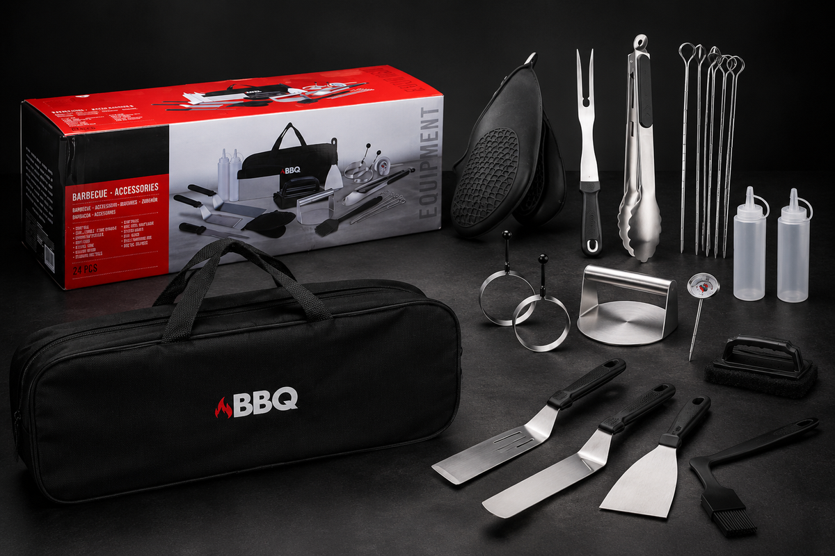 BBQ accessoires set 24-delig RVS met opbergtas