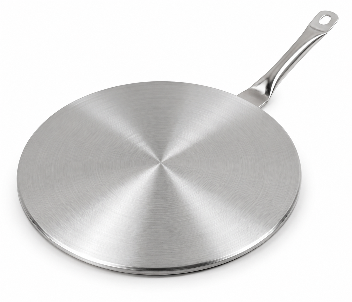 Inductie adapterplaat RVS Ø 20 cm met handvat, productfoto