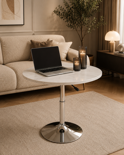 Bijzettafel Milano ovaal wit marmerlook in woonkamer