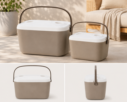 Koelbox set 30 en 15 liter isolerend nestelbaar taupe — afbeelding 2