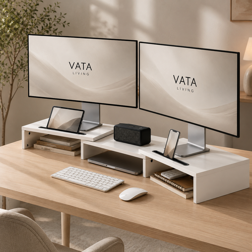 Monitor Standaard Verstelbaar — Voor 2 Schermen, Wit
