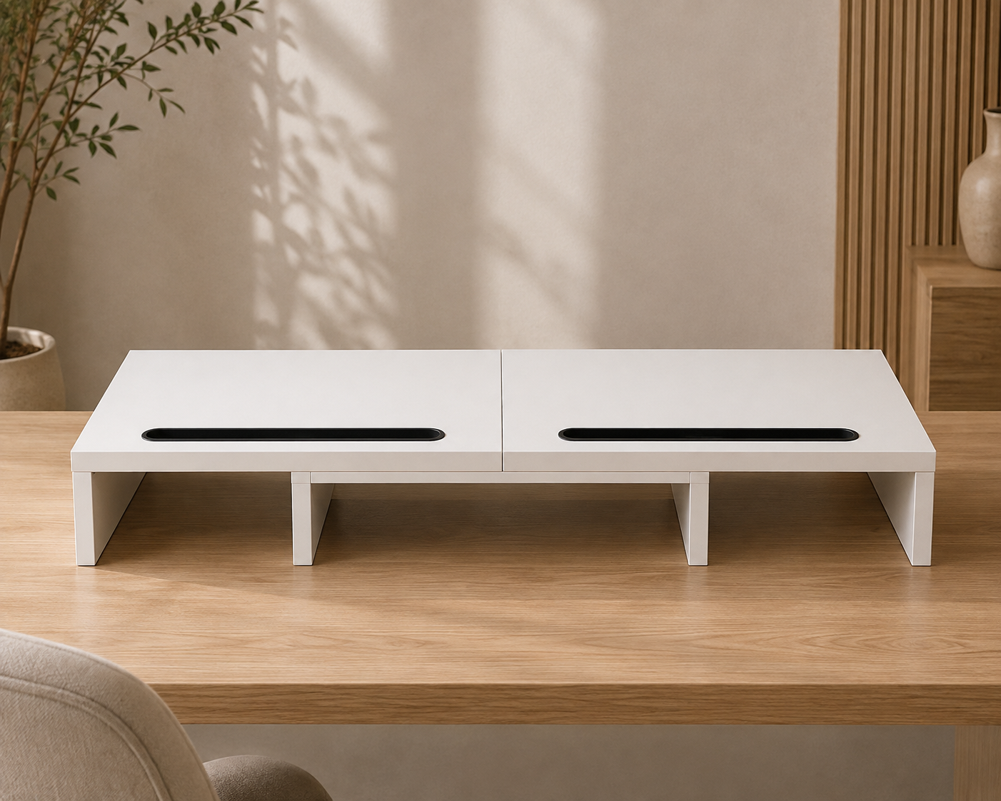 Monitor Standaard Verstelbaar — Voor 2 Schermen, Wit