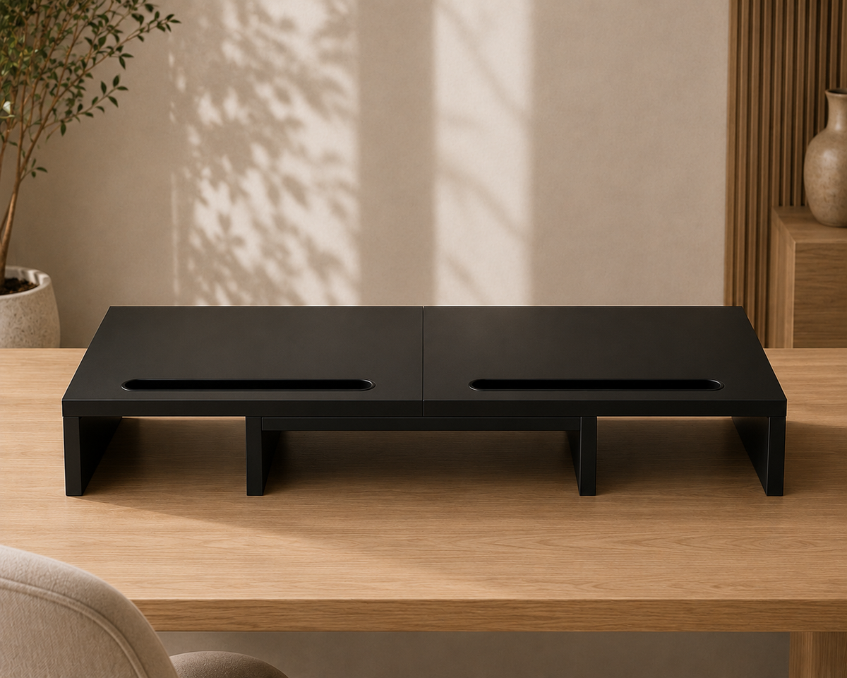 Monitor Standaard Verstelbaar — Voor 2 Schermen, Zwart