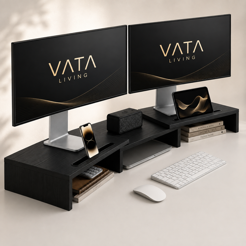 Monitor Standaard Verstelbaar — Voor 2 Schermen, Zwart