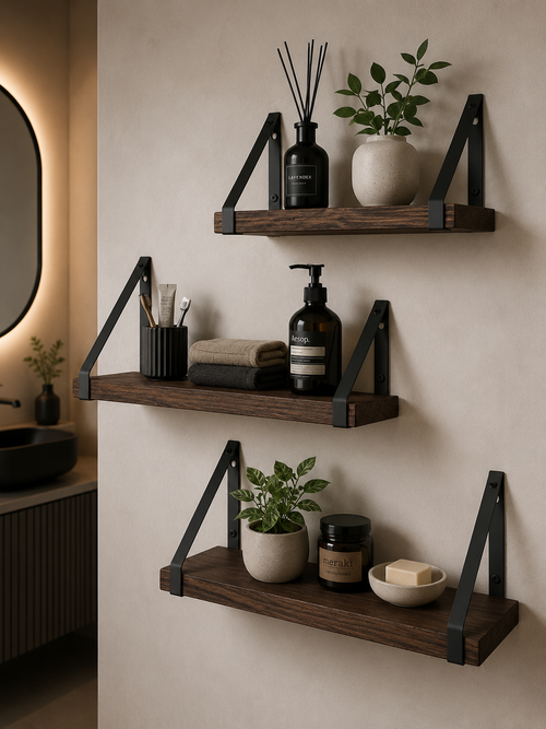 Wandplank "Vintage" — Zwevende Set van 3