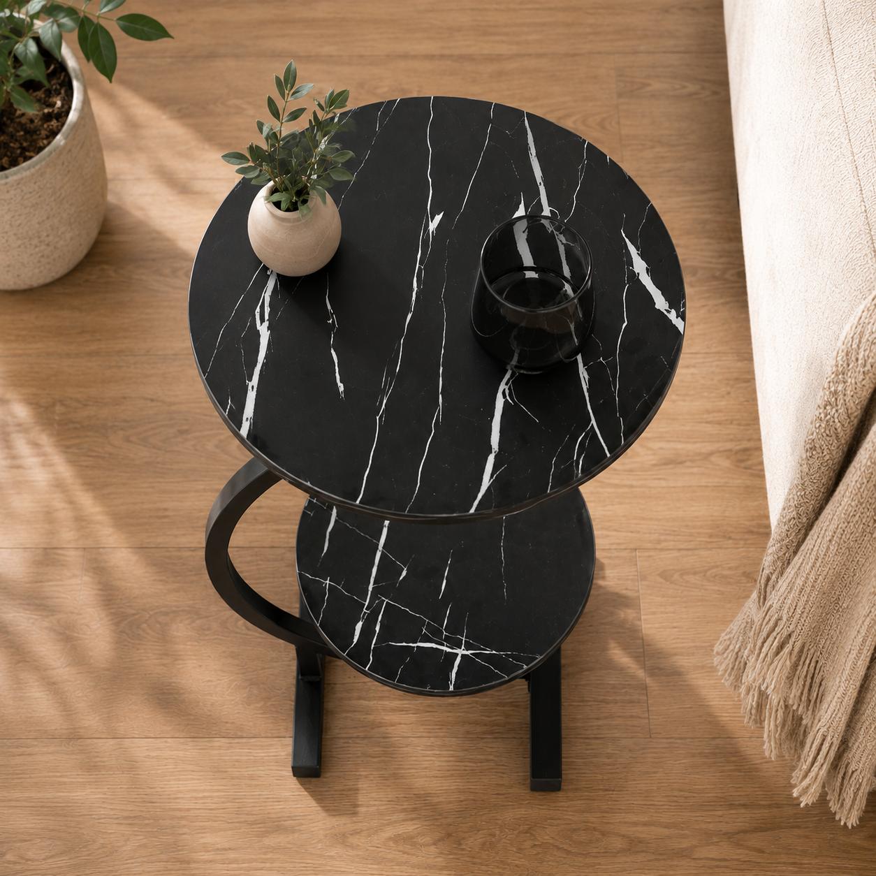 Bijzettafel "Como" — Zwart Gemarmerd
