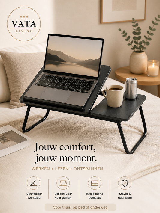 Laptoptafel "Flex" — Opklapbaar & Verstelbaar | Zwart