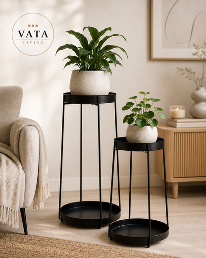 Plantenstandaard "Duo" — Set van 2 | Mat Zwart