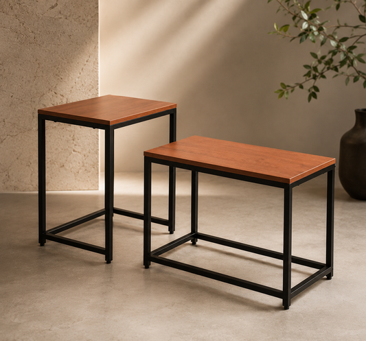 Bijzettafels Set "Toronto" — Industrieel Design | Set van 2 | Metaal & MDF | Verstelbaar