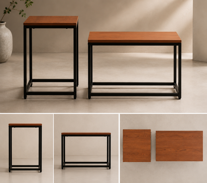 Bijzettafels Set "Toronto" — Industrieel Design | Set van 2 | Metaal & MDF | Verstelbaar