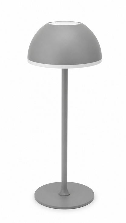 Oplaadbare Tafellamp "Aura" — Dimbaar | 3 Kleurstanden | USB-C | Grijs Metaal | 30 cm