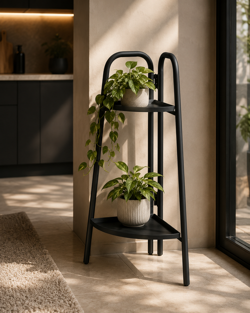 Plantenrek hoekmodel 70 cm metaal donkergrijs met scharnier