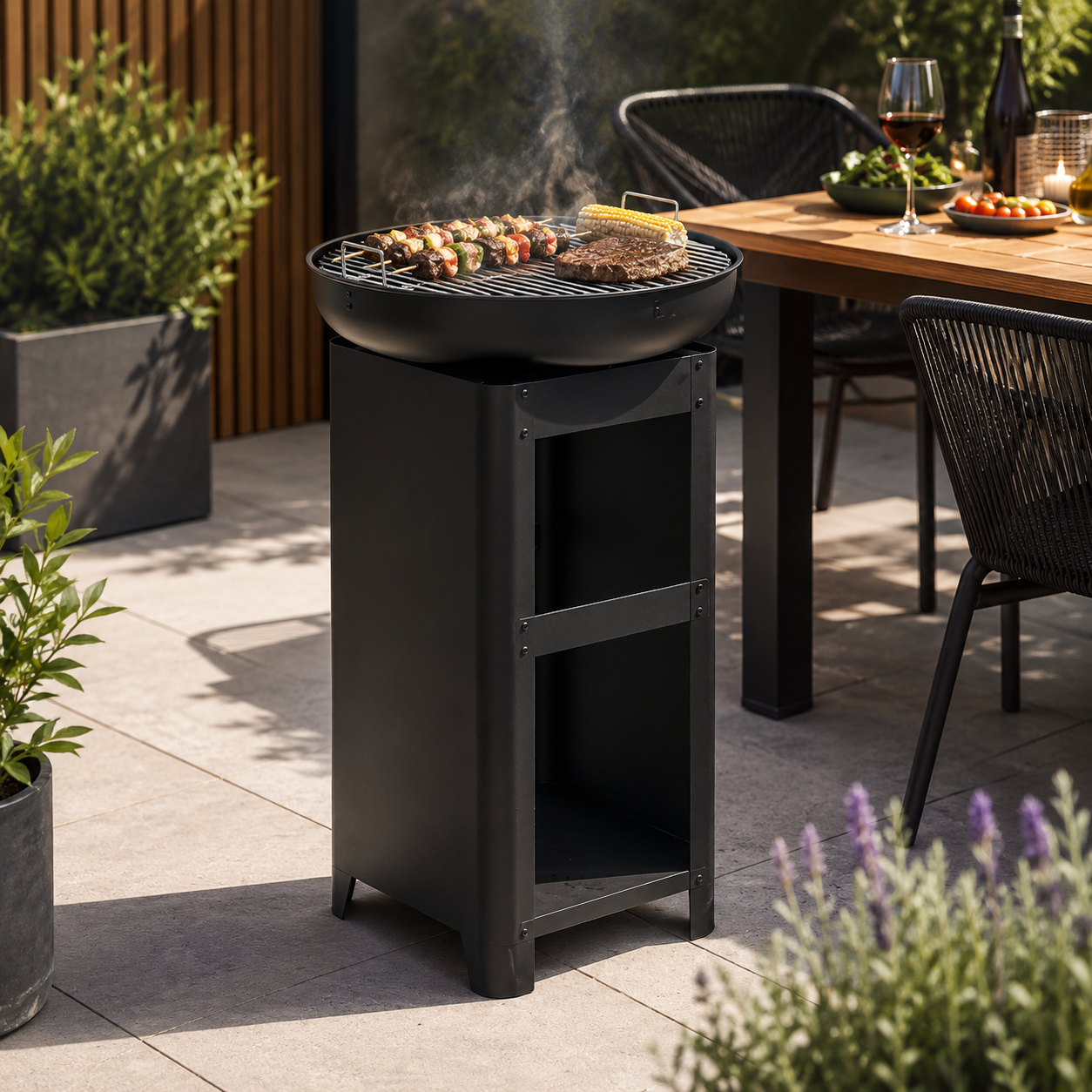 BBQ grillplaat hoog model Ø 61 cm met opslagframe