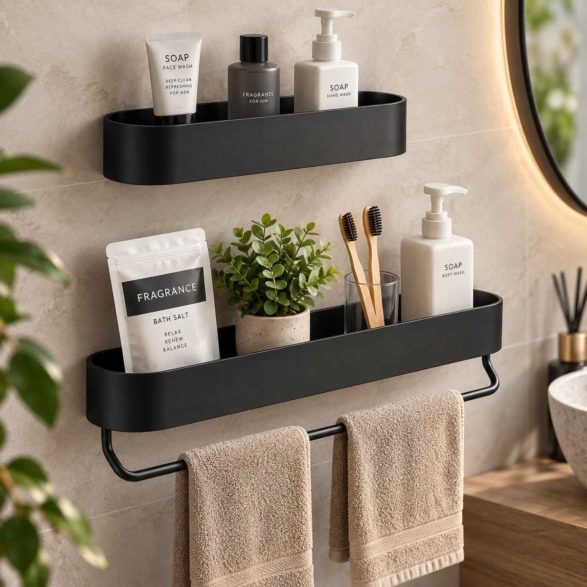 PIVATA premium wandrek zonder boren duo set 30 en 40 cm