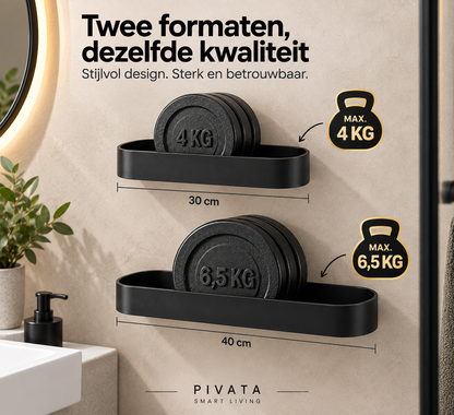 PIVATA mat zwart wandrek zonder boren in de badkamer